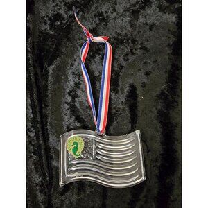 Waterford Crystal American Flag Ornament with Box & Bag - Patriotic USA